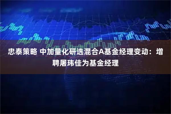 忠泰策略 中加量化研选混合A基金经理变动：增聘屠玮佳为基金经理